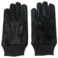 American Living Mens Black Leather Gloves Acrylic Cuff Fleece Lined