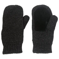 Mens Black Speckle Knit Mittens Fleece Lined Small/Medium