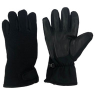 Mens Black Knit Fusion Leather Gloves Fleece Lined Touchscreen Compatible