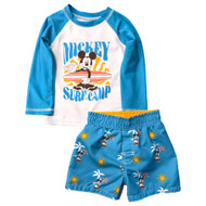 Infant & Toddler Boys Blue Mickey Rash Guard Swim Shirt & Swim Trunks Set