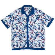 Cubavera Mens Brilliant White Short Sleeve Button-Front Leaf Print Shirt