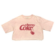 Womens Pink Cherry Coke Rolled Edge Cropped Tee Shirt T-Shirt