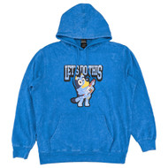 Bluey Mens Blue Mineral Wash Front And Back Graphic Hoodie Sweatshirt