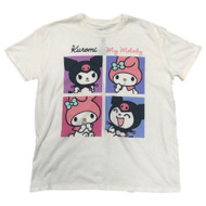 Womens White Kuromi & My Melody Tee Shirt T-Shirt