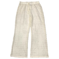 Womens Creamy Off White Crochet Palazzo Pants Swim Suit Cover-Up