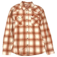 Wrangler Mens Orange & Ivory Plaid Long Sleeve Button Front Flannel Shirt