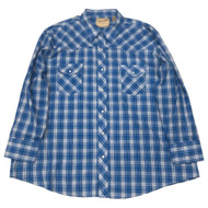 Wrangler Mens Blue & White Plaid Easy Care Long Sleeve Snap-Front Shirt 3XL