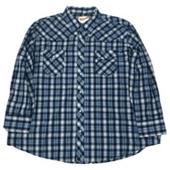 Wrangler Mens Blue & Black Plaid Easy Care Long Sleeve Snap-Front Shirt 3XL