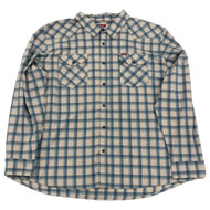 Wrangler Mens Cream & Blue Plaid Long Sleeve Button Front Flannel Shirt 3XL