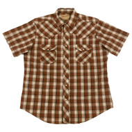Wrangler Mens Burnt Orange Plaid Short Sleeve Western Shirt Easy Care