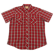 Wrangler Mens Red & White Plaid Short Sleeve Western Shirt Easy Care