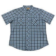 Wrangler Mens Blue & White Plaid Short Sleeve Western Shirt Easy Care