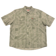 Wrangler Mens Green & Tan Paisley Short Sleeve Shirt Cowboy Wash