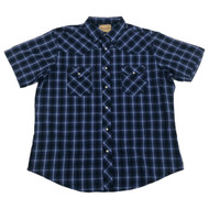 Wrangler Mens Midnight Blue Plaid Short Sleeve Western Shirt Easy Care