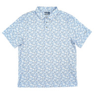 Ben Hogan Mens White Blue Floral Short Sleeve Performance Golf Polo Shirt