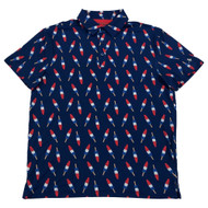 Birdie Bound Mens Blue Firework Print Short Sleeve Golf Polo Shirt
