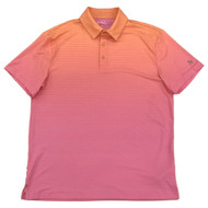Birdie Bound Mens Orange & Pink Ombre Stripe Short Sleeve Golf Polo Shirt