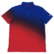 Birdie Bound Mens Blue & Red Ombre Short Sleeve Golf Polo Shirt