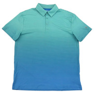 Birdie Bound Mens Green & Blue Ombre Stripe Short Sleeve Golf Polo Shirt