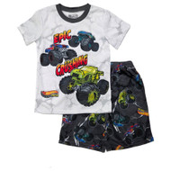 Boys 2-Piece Black & Gray Hot Wheels Race Car Short Sleeve Pajama Set Small 6-7