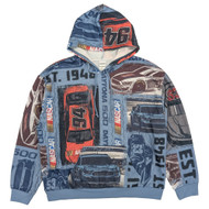 NASCAR Mens Chambray Blue Long Sleeve Pullover Hoodie Sweatshirt