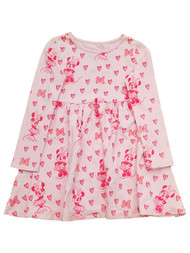 Disney Minnie Mouse Toddler Girls Pink Long Sleeve Hearts Valentines Dress 12 MO