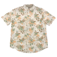 Chaps Mens Peach & Green Floral Print Short Sleeve Shirt Seersucker