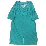 Womens Blue Polka Dot Zip Front Nightgown Breakfast Gown Duster