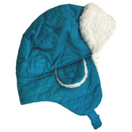 Girls Qulited Blue Heart Trapper Hat Plush & Fleece Lined