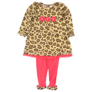 Infant Girls Leopard Print Flower Top & Leggings Pants Outfit Set