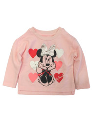 Disney Infant & Toddler Girls Pink Minnie Mouse Glitter Heart Sweatshirt Top