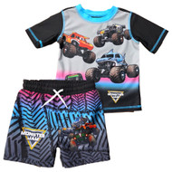 Toddler Boys Monster Jam Monster Truck Rash Guard & Swim Trunks Set 2T
