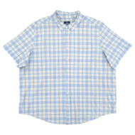 George Mens Sterling Gray Plaid Short Sleeve Button-Up Poplin Shirt 3XL