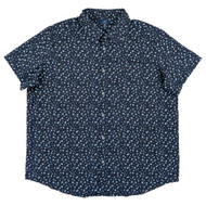 George Mens Dark Navy Floral Short Sleeve Button-Up Commuter Shirt
