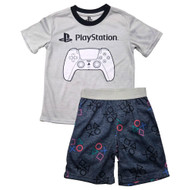 PlayStation Boys Black & Gray Short Sleeve T-Shirt & Shorts Pajama Set