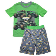 Boys Black & Green Monster Jam Short Sleeve T-Shirt & Shorts Pajama Set