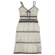 Madden NYC Womens White & Black Stripe Pointelle Knit Tank Dress
