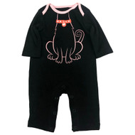 Infant Girls Black & Pink Kitty Cat Jumpsuit Baby Outfit