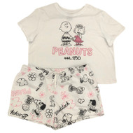 Peanuts Womens White Charlie Brown Pajamas Tee & Shorts Sleep Set XXL