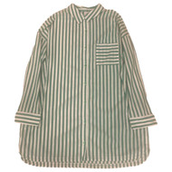 Womens Long Sleeved Green Stripe Collared Nightgown Night Gown X-Large