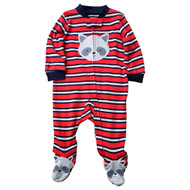 Carters Infant Boys Red, White & Navy Racoon Footie Sleeper Pajamas