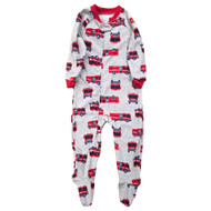 Carters Toddler Boys Gray & Red Fleece Firetruck Sleeper Pajamas 2T