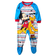 Disney Toddler Boys Blue & Gray Mickey Mouse Zip Up Sleeper Pajamas 2T