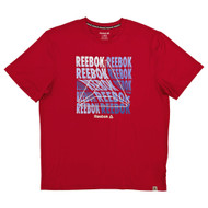 Reebok Mens Crimson Red Short Sleeve Performance Graphic Tee Shirt