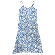 Womens Long Blue & White Floral Print Nighty Nightgown Night Gown