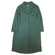 Womens Green Polka Dot Print Cotton Nightgown BuTton Front Sleep Shirt