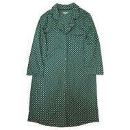 Womens Green Polka Dot Print Cotton Nightgown BuTton Front Sleep Shirt