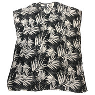 Womens Black & White Leaf Print Caftan Nighty Nightgown Night Gown
