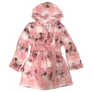 Girls Plush Pink Fleece Strawberry Shortcake Robe Hooded House Coat