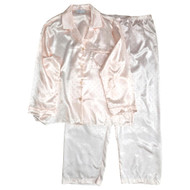 Womens Light Pink Polka Dot Silky Feel Pajama Top & Pants Sleep Set Size Large